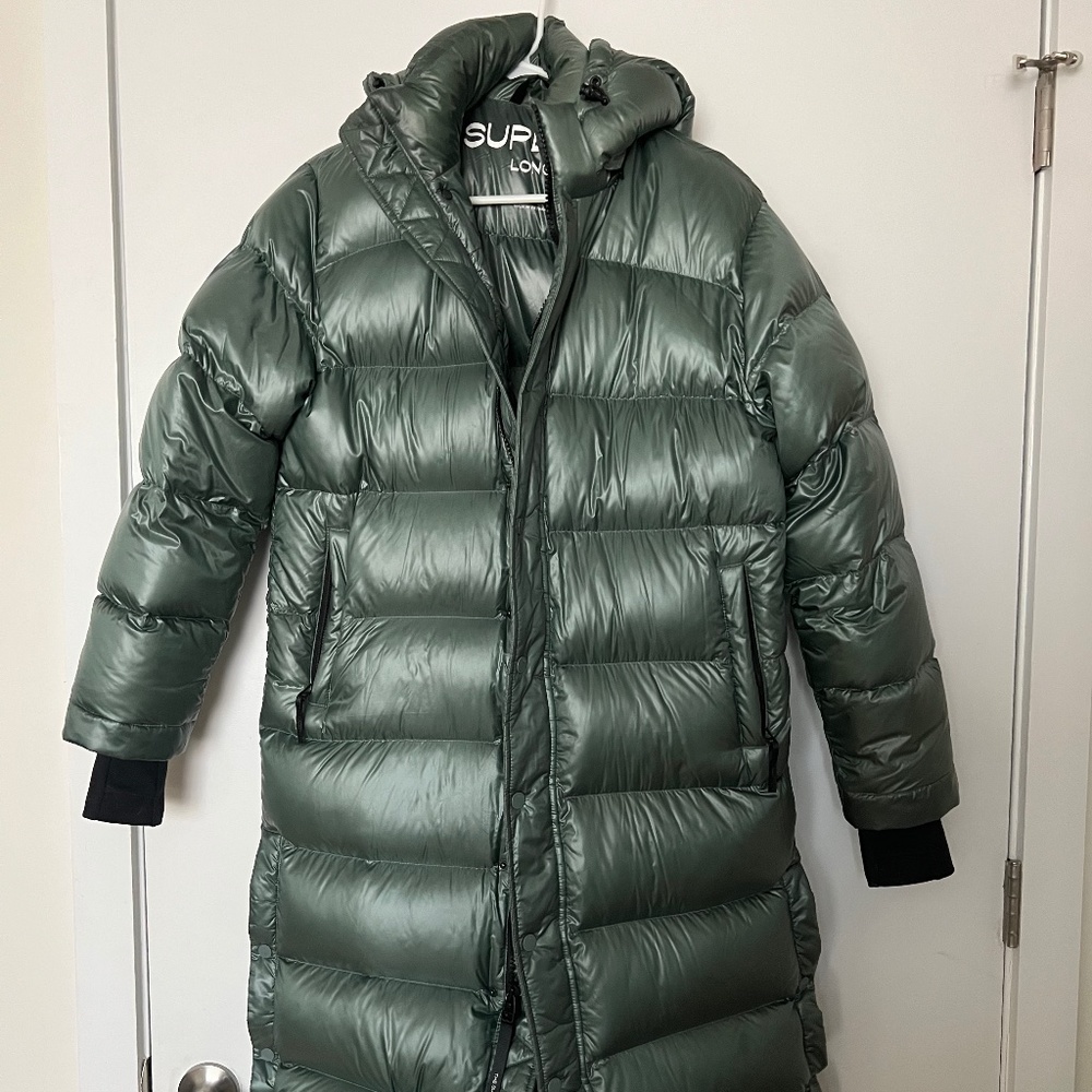 Aritzia Super Puff Long (Mlnclc Blue, Hi-Gloss)